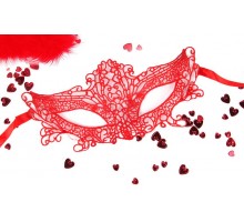 Красная ажурная текстильная маска  Марлен 