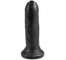 Черный необрезанный фаллоимитатор на присоске 6  Uncut Cock - 16,5 см.