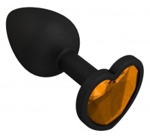 Черная силиконовая пробка с оранжевым кристаллом - 7,3 см.