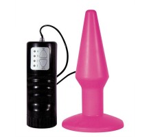 Розовая анальная пробка с вибрацией Brutal Pink Plug Medium - 14 см.