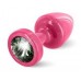 Розовая пробка с чёрным кристаллом ANNI round Pink T1 Black Diamond - 6 см.