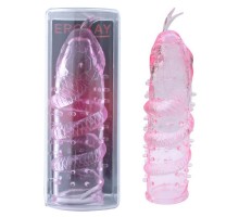 Розовая насадка на пенис Cobra с язычком на кончике
