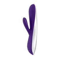 Фиолетовый перезаряжаемый вибратор типа rabbit E5 - 19 см.