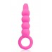 Розовый анальный стимулятор-елочка и ограничителем-колечком - 14,1 см.