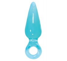 Голубая анальная пробка с кольцом Pleasures Plug Mini - 9 см.