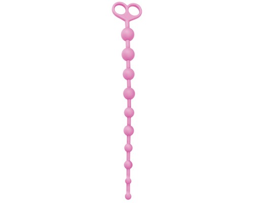 Розовая анальная цепочка из 10 звеньев ANAL JUGGLING BALL SILICONE - 33,6 см.