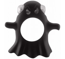 Чёрное эрекционное виброкольцо Gentle Ghost Cockring в виде привидения