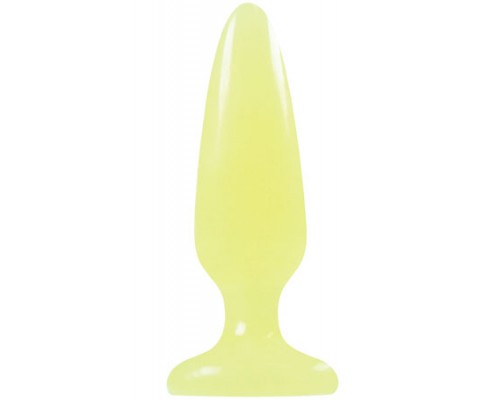 Желтая анальная пробка, светящаяся в темноте, Firefly Pleasure Plug Small - 10,1 см.