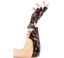 Короткие кружевные перчатки с открытыми пальчиками