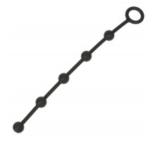 Черная анальная цепочка с кольцом - 30 см.