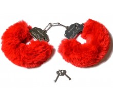 Шикарные наручники с пушистым красным мехом