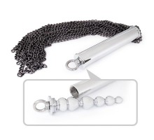 Серебристо-черная металлическая плеть с рукоятью-елочкой - 56 см.