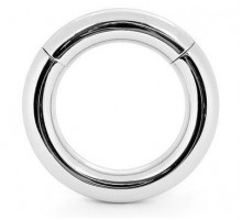 Серебристое среднее эрекционное кольцо на магнитах 
