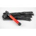 Черная кожаная плеть с красной ручкой - 50 см.
