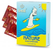 Классические презервативы AMOR Nature  Яркая линия  - 3 шт.