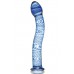 Изогнутый стеклянный фаллос синего цвета - 19 см.