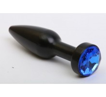 Чёрная удлинённая пробка с синим кристаллом - 11,2 см.