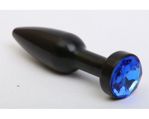 Чёрная удлинённая пробка с синим кристаллом - 11,2 см.