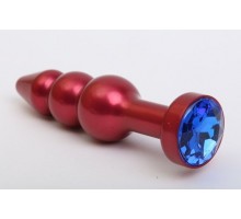 Красная анальная ёлочка с синим кристаллом - 11,2 см.