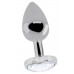 Серебристая анальная пробка Love Heart Diamond Plug с прозрачным кристаллом - 9,4 см.