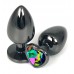 Черная анальная пробка Vander с разноцветным кристаллом-сердечком - 7,5 см.
