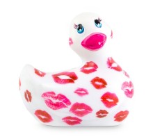 Белый вибратор-уточка I Rub My Duckie 2.0 Romance с розовым принтом