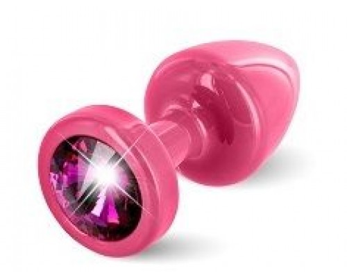 Розовая пробка с малиновым кристаллом ANNI round Pink T1 Fuschia - 6 см.