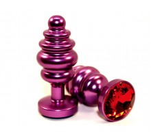 Фиолетовая фигурная пробка с красным кристаллом - 7,3 см.