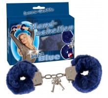 Меховые наручники синего цвета