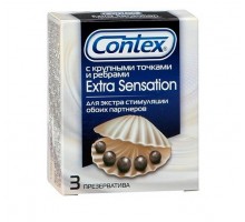 Презервативы с крупными точками и рёбрами Contex Extra Sensation - 3 шт.
