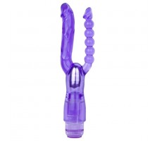 Фиолетовый анально-вагинальный вибратор Extreme Dual Vibrator - 25 см.