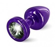 Фиолетовая пробка с черным кристаллом ANNI round Purple T1 Black Diamond - 6 см.