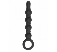 Чёрный анальный стимулятор No.59 Dildo With Metal Ring - 22,5 см.