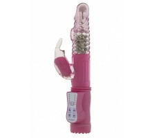 Розовый вибратор Vibrating Rabbit с клиторальным отростком - 22 см.