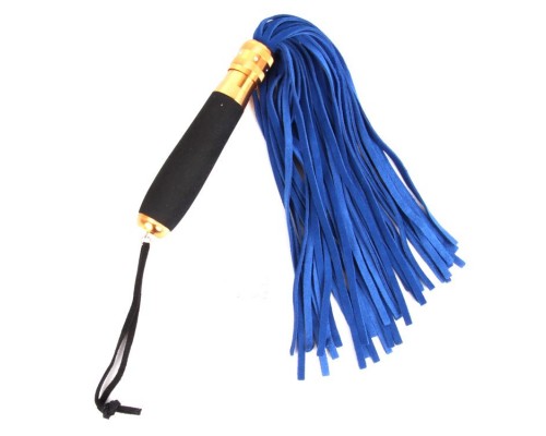 Синяя многохвостовая плеть с черной ручкой - 40 см.