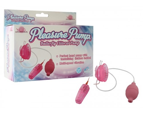 Розовая помпа с вибрацией Pleasure Pump Butterfly Clitoral