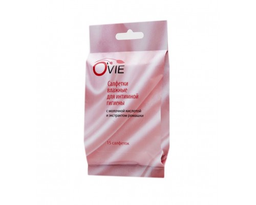 Влажные салфетки с молочной кислотой Ovie для интимной гигиены - 15 шт.