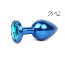 Коническая синяя анальная втулка с голубым кристаллом - 9,3 см. 