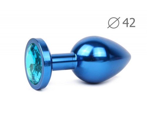 Коническая синяя анальная втулка с голубым кристаллом - 9,3 см. 
