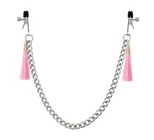 Зажимы на соски с розовыми кистями Tassel Nipple Clamp With Chain