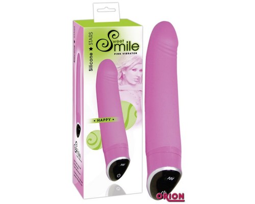 Розовый вибратор Smile Happy - 22 см.