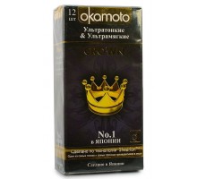 Ультратонкие ультрамякие презервативы телесного цвета Okamoto Crown - 12 шт.