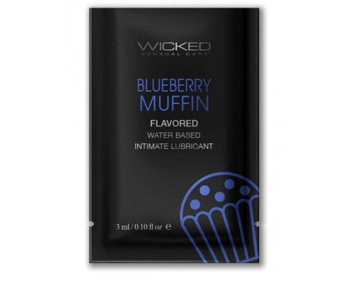 Лубрикант на водной основе с ароматом черничного маффина Wicked Aqua Blueberry Muffin - 3 мл.