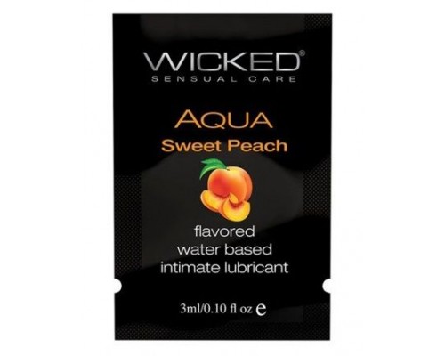 Лубрикант с ароматом спелого персика Wicked Aqua Sweet Peach - 3 мл.
