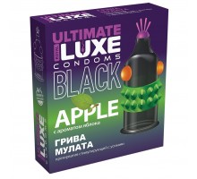 Черный стимулирующий презерватив  Грива мулата  с ароматом яблока - 1 шт.
