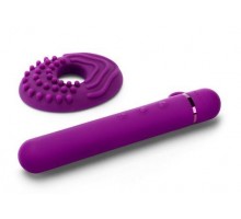 Фиолетовый мини-вибратор Le Wand Baton с текстурированной насадкой - 11,9 см.