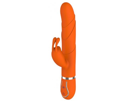 Оранжевый вибратор FLORAL FANTASY со стимулятором клитора - 22 см. 