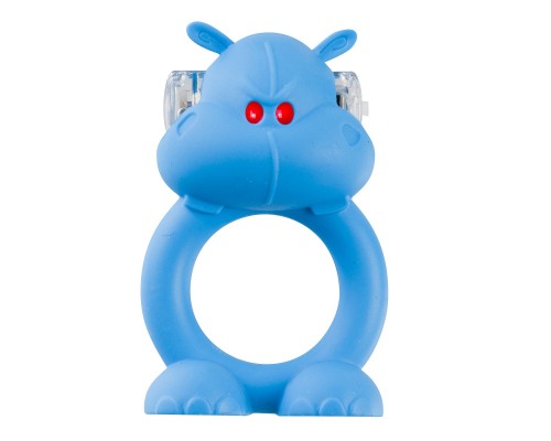 Голубое виброкольцо на пенис Happy Hippo