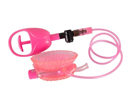 Розовая вакуумная помпа для клитора с вибрацией Eat My Pussy